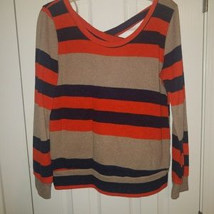 Navy and orange striped sweater